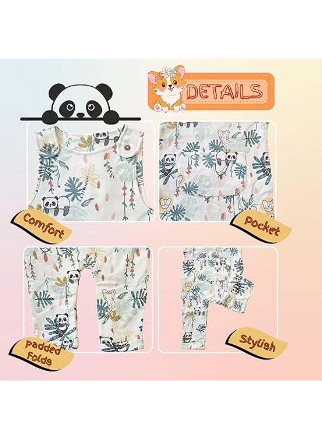 MINIIMODZ MINII MODZ Panda Romper Jumpsuit for Baby Girls | Sleeveless Strap Outfit with Pocket | Adorable Onesie | Baby Girls One-Piece Rompers, Footies & Jumpsuits - Image 4